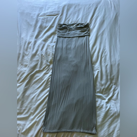 Joah Brown Foldover Maxi Skirt Dress in Sage - Picture 4 of 6